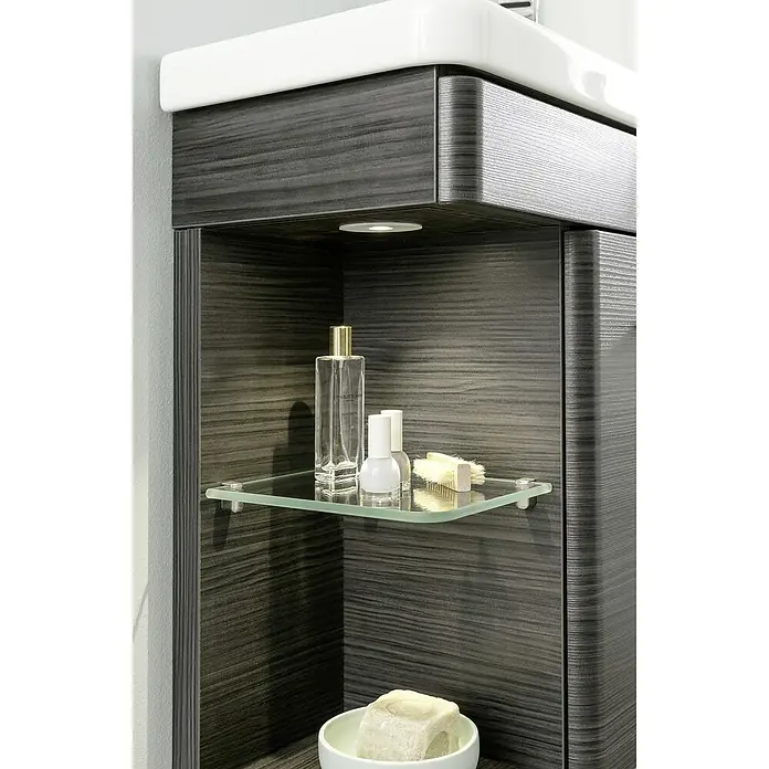 Camargue Faro Mini Waschtischunterschrank - 55 x 29,5 x 55 cm, Bewegungsmelder mit LED-Beleuchtung, Darkoak - Detailaufnahme
