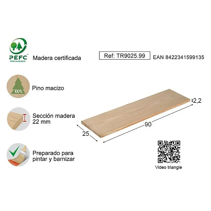Astigarraga Triangle Estante flotante - L x An x Al: 90 x 25 x 2,2 cm, Madera de pino