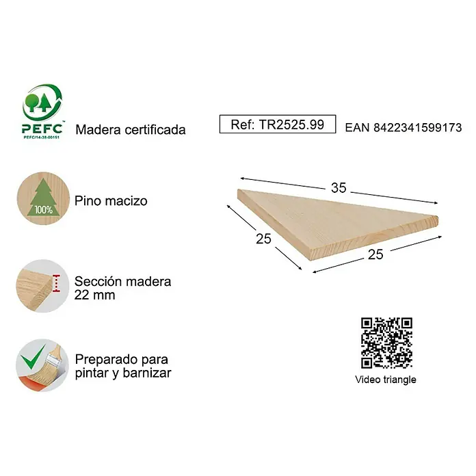 Astigarraga Triangle Estante flotante - L x An x Al: 35 x 25 x 25 cm, Madera de pino