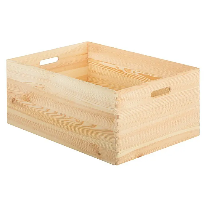 Astigarraga Caja de madera - L x An x Al: 60 x 40 x 13 cm, Natural