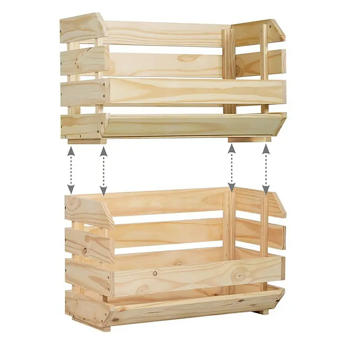 Astigarraga Evolution Caja de madera apilable - L x An x Al: 60 x 43 x 35,3 cm, Natural