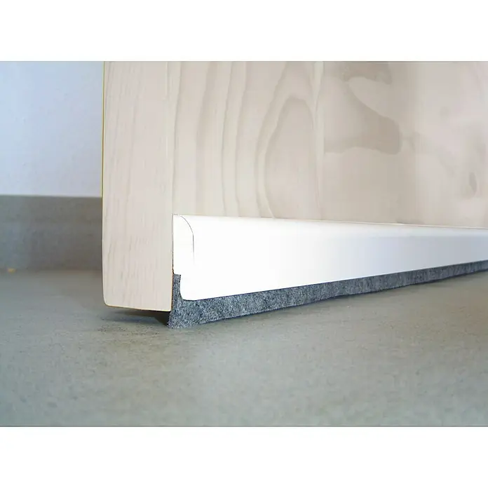 Burlete bajo puerta Madera - Blanco, Largo: 91,5 cm, Apto para: Suelos lisos