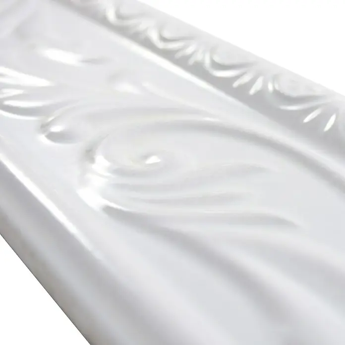 Fliesenbordüre Serap - 11 x 30 cm, Weiß, Glänzend - Detailaufnahme