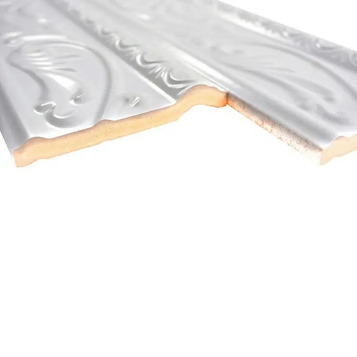 Fliesenbordüre Serap - 11 x 30 cm, Weiß, Glänzend - Detailaufnahme