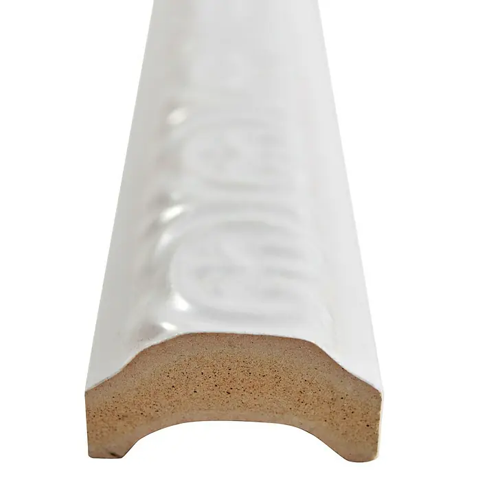Fliesenbordüre Tuba - 3,5 x 30 cm, Weiß, Glänzend - Vorderansicht