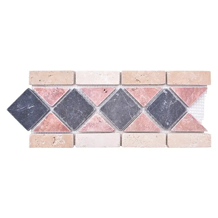 Fliesenbordüre Jupiter XNB 40286 - 30,5 x 12,5 cm, Rot/Schwarz/Beige, Matt - Vorderansicht