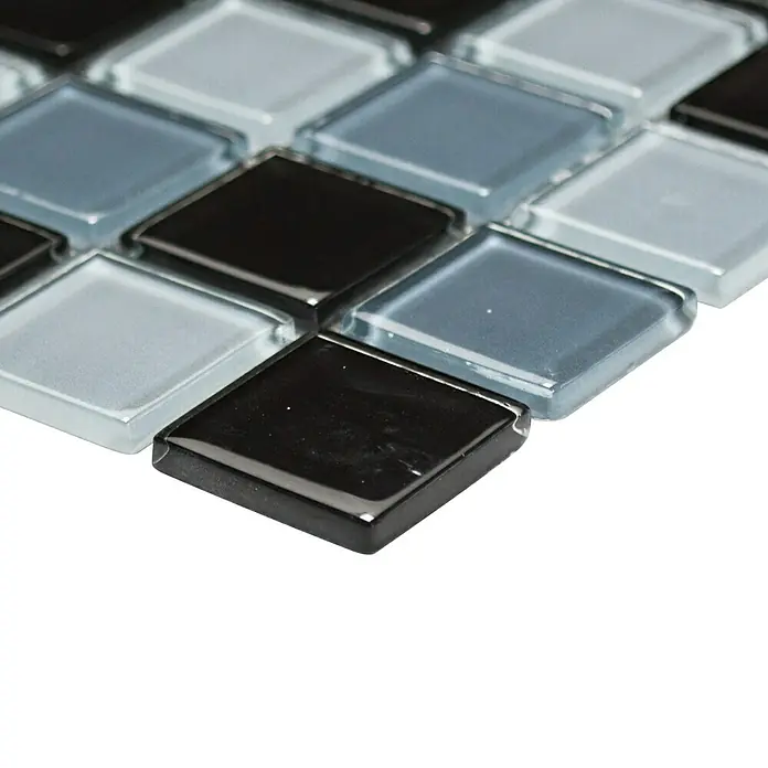 Mosaikfliese Quadrat Crystal CM 4999 - 32,7 x 30,2 cm, Grau, Glänzend - Detailaufnahme