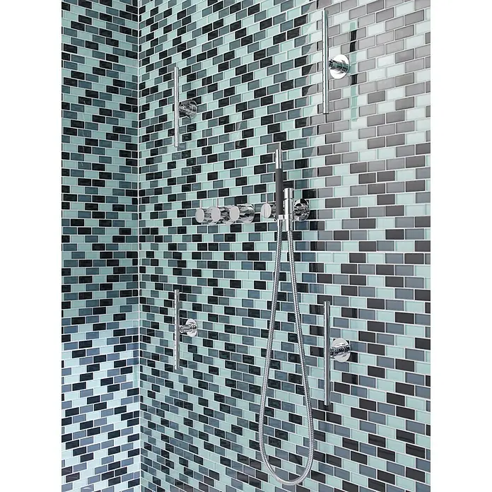 Mozaïektegel brick glas CM B425 - 32,2 x 31 cm, Grijs/Wit, Glanzend - Toepassingsvoorbeeld