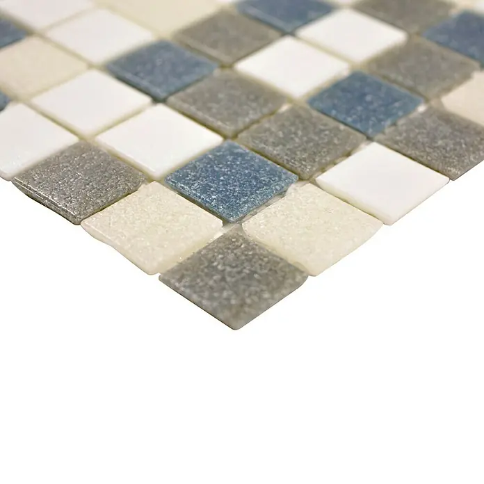 Mozaïektegel vierkant glas Mix GM A 123 - 30,5 x 30,5 cm, Wit/grijs, Glanzend - Close-up