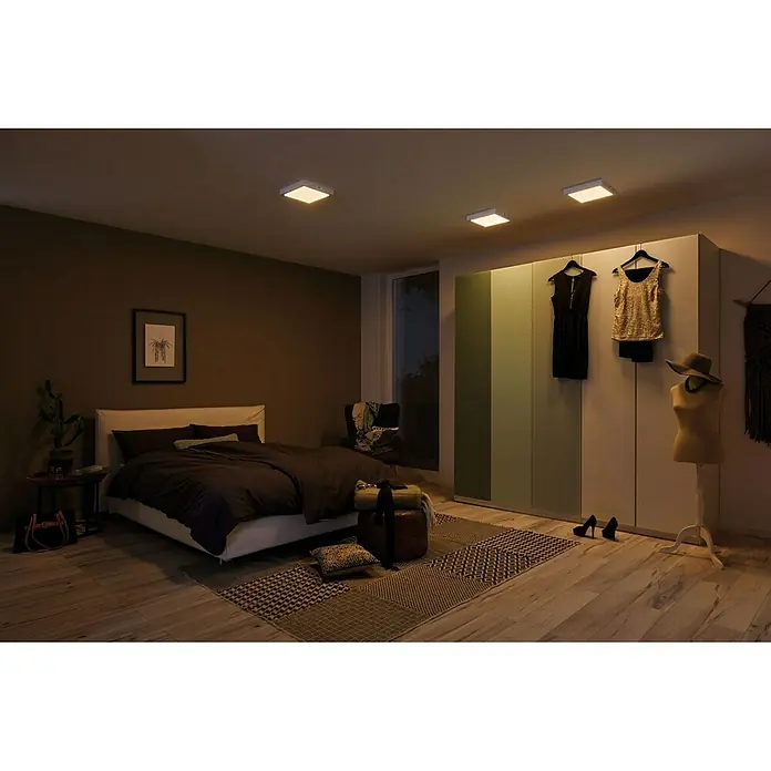 Paulmann LED-Deckenleuchte Carpo - 13 W, L x B x H: 17 x 17 x 3,8 cm, Chrom, Warmweiß - Stimmungsaufnahme