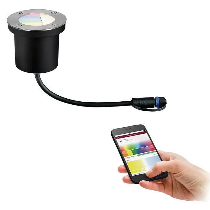 Paulmann Plug & Shine Ugradbeno podno svjetlo - 3,6 W, Srebrne boje, Ø x V: 9,6 x 9,2 cm - Pogled sprijeda
