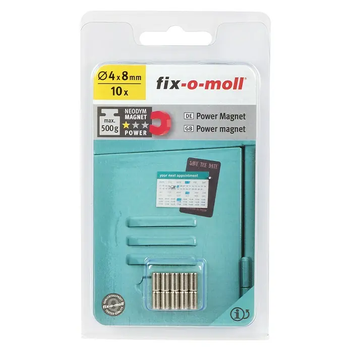 Fix-o-moll Imán - Redonda, L x An x Al: 4 x 4 x 8 mm - Vista frontal