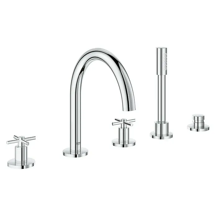 Grohe Atrio Wannenrandarmatur - Kreuzgriff, Chrom, Glänzend - Linke Seitenansicht