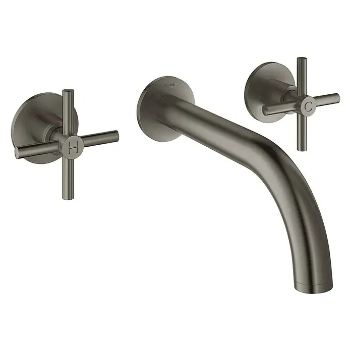 Grohe Atrio Wand-Waschtischarmatur - 3-Loch, Hard Graphite, Matt - Linke Seitenansicht
