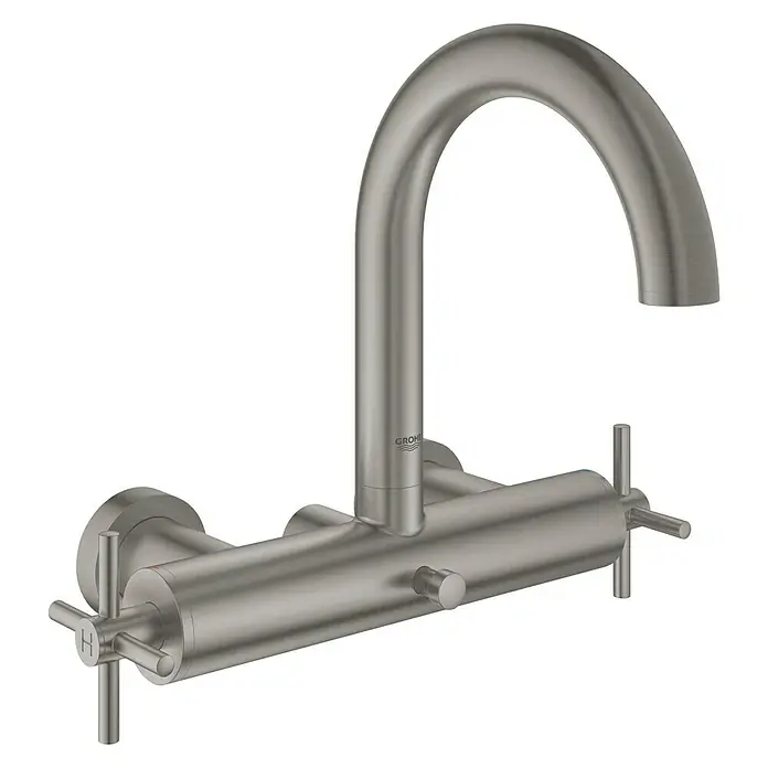 Grohe Atrio Badewannenarmatur - Zweigriffmischer, Supersteel, Matt - Linke Seitenansicht