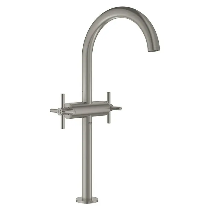 Grohe Atrio Waschtischarmatur XL-Size - Zweigriffmischer, Supersteel, Matt, Hoher Auslauf - Rechte Seitenansicht