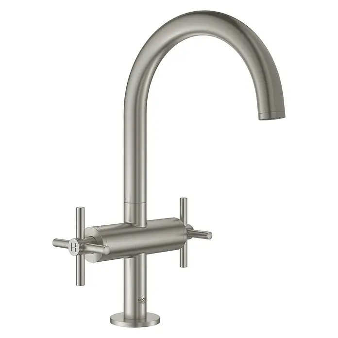 Grohe Atrio Waschtischarmatur L-Size - Kreuzgriff, Supersteel, Matt - Rechte Seitenansicht