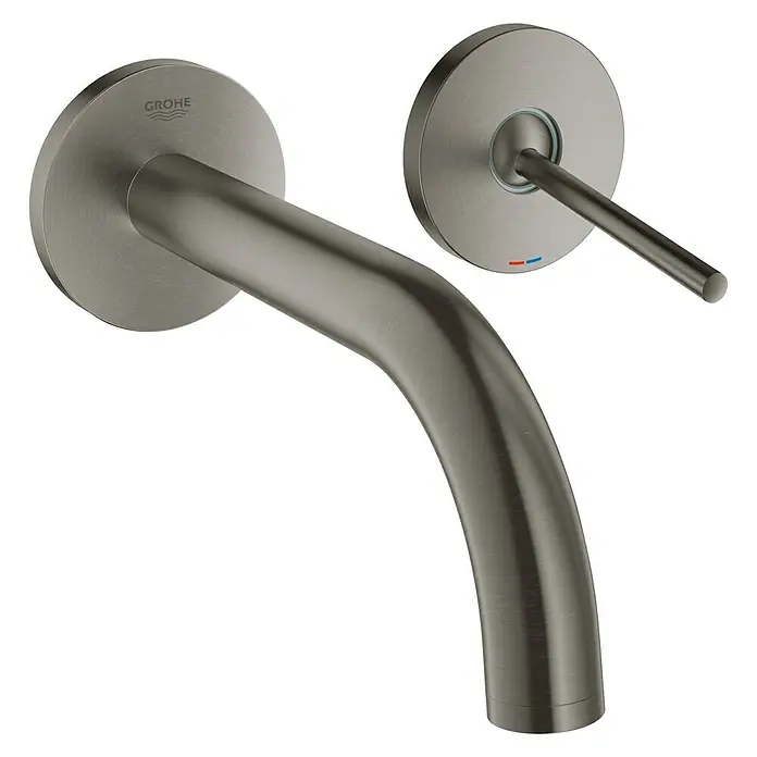 Grohe Atrio Wand-Waschtischarmatur M - 2-Loch, Hard Graphite, Matt - Vorderansicht