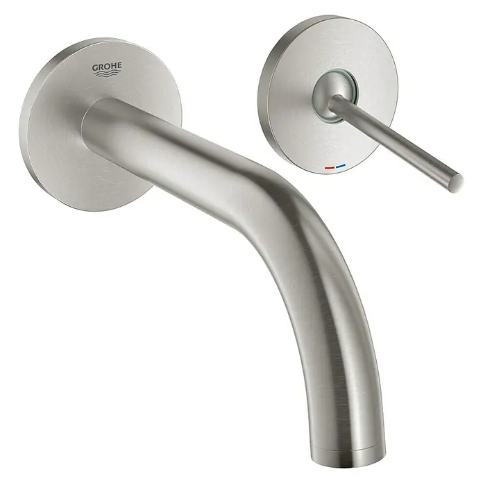 Grohe Atrio Wand-Waschtischarmatur M - 2-Loch, Supersteel, Matt - Rechte Seitenansicht