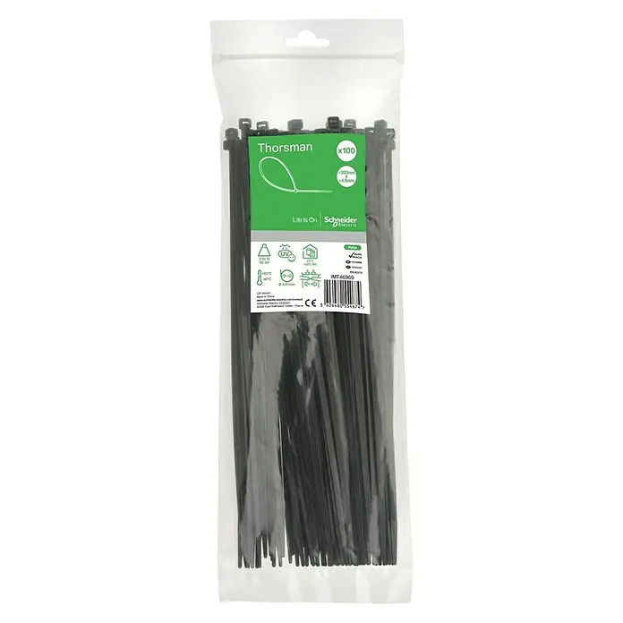 Schneider Electric Kabelbinder - Schwarz, 300 x 4,8 mm, 100 Stk. - Vorderansicht