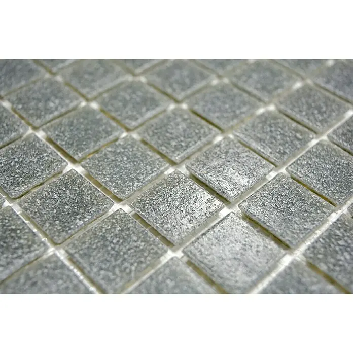 Mozaïektegel vierkant glas Uni GM A 20 - 30,5 x 30,5 cm, Grijs, Glanzend - Close-up