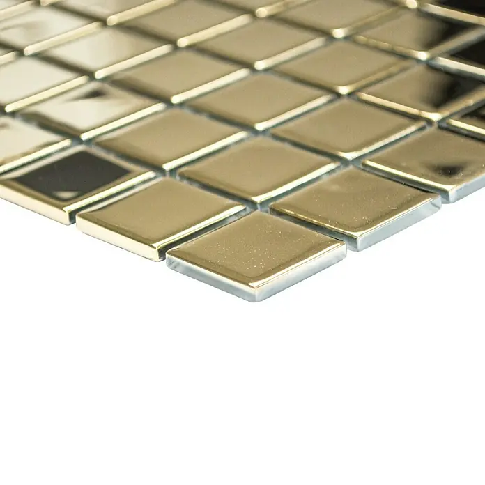 Mozaïektegel vierkant glas CM 4GO1 - 32,7 x 30,2 cm, Goud, Glanzend - Close-up