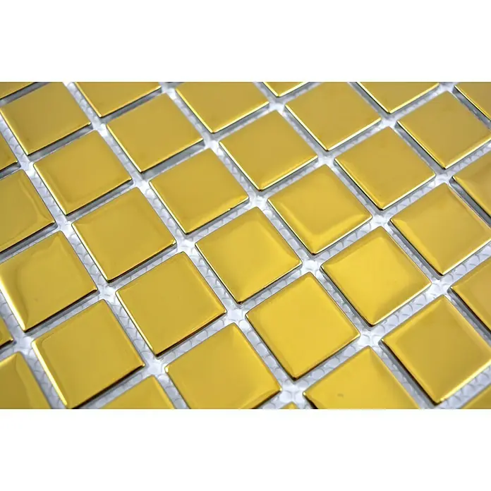 Mozaïektegel vierkant glas CM 4GO1 - 32,7 x 30,2 cm, Goud, Glanzend - Close-up