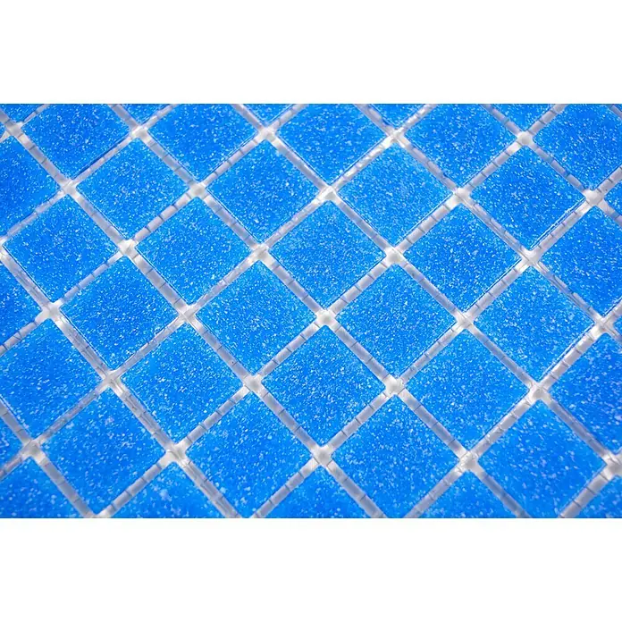 Mozaïektegel vierkant glas Uni GM A 39 - 30,5 x 30,5 cm, Blauw, Glanzend - Close-up