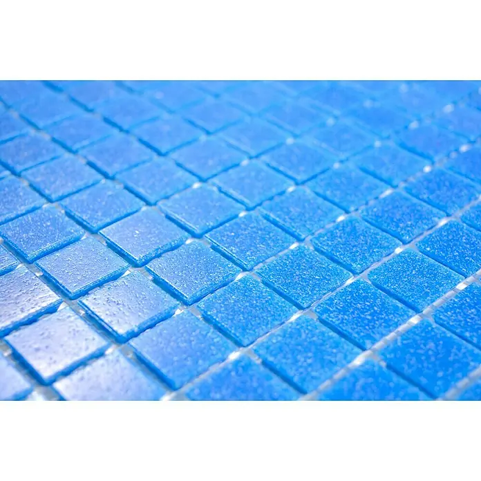 Mozaïektegel vierkant glas Uni GM A 39 - 30,5 x 30,5 cm, Blauw, Glanzend - Close-up
