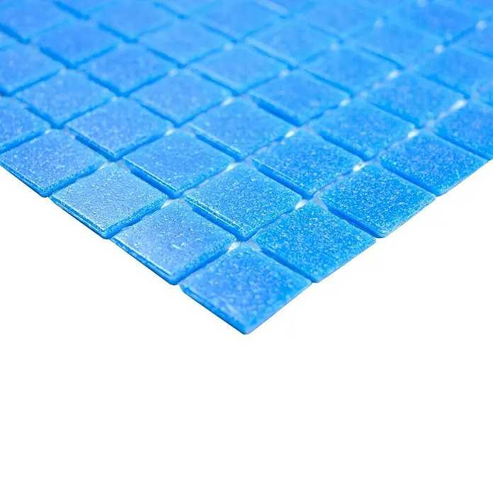 Mozaïektegel vierkant glas Uni GM A 39 - 30,5 x 30,5 cm, Blauw, Glanzend - Close-up