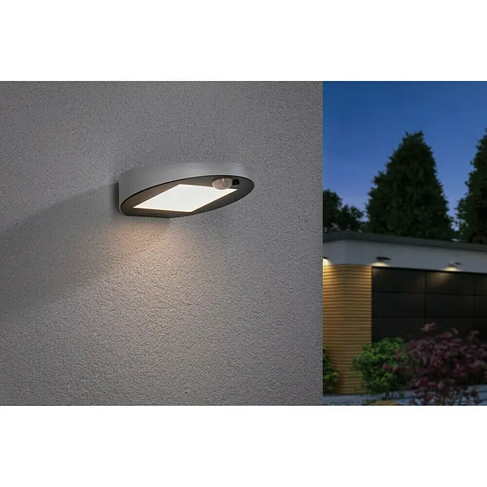Paulmann Ryse LED-Solar-Außenwandleuchte - Bewegungsmelder, 1,2 W, Material: Kunststoff, Warmweiß, Weiß - Stimmungsaufnahme