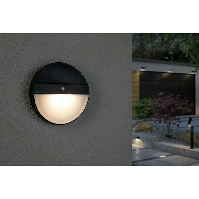 Paulmann LED-Solar-Außenwandleuchte Elois - 1 W, Anthrazit, Durchmesser: 22 cm - Stimmungsaufnahme