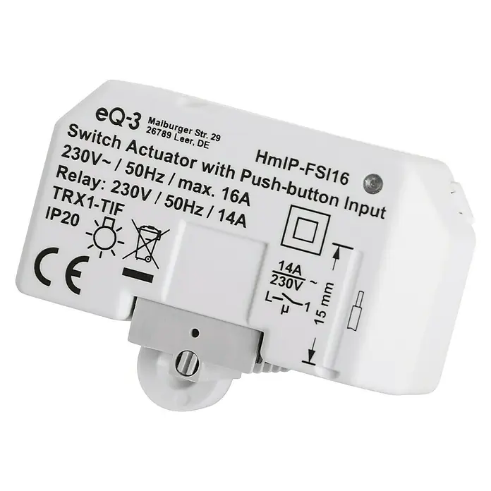 Homematic IP Funkschalter HmIP-FSI16 - Unterputz, 230 V/50 Hz, 16 A, 3.220 W - Linke Seitenansicht