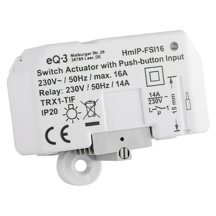Homematic IP Funkschalter HmIP-FSI16 - Unterputz, 230 V/50 Hz, 16 A, 3.220 W - Rechte Seitenansicht