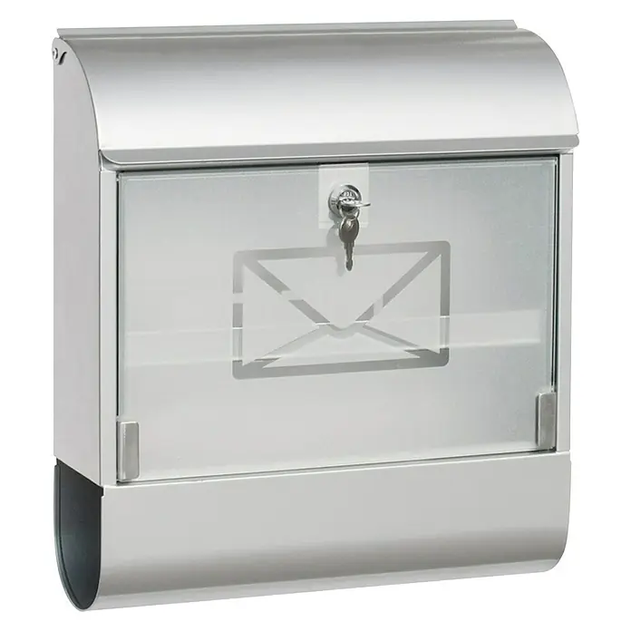 Lienbacher Briefkasten - Stahl, L x B x H: 384 x 100 x 467 mm, Silber