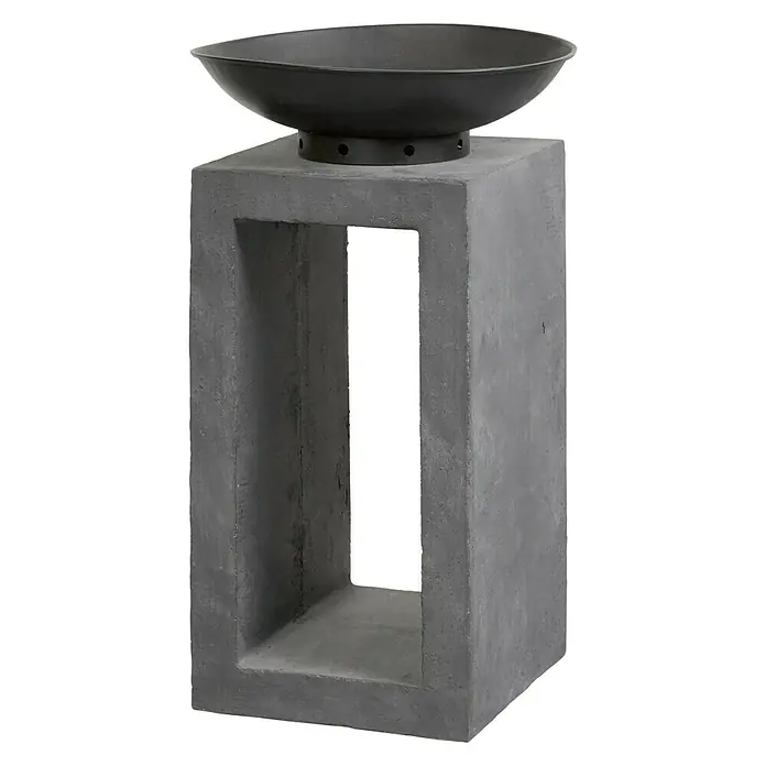 Feuerschale E'lite - L x B x H: 30 x 30 x 68,5 cm, Rund, Leichtbeton