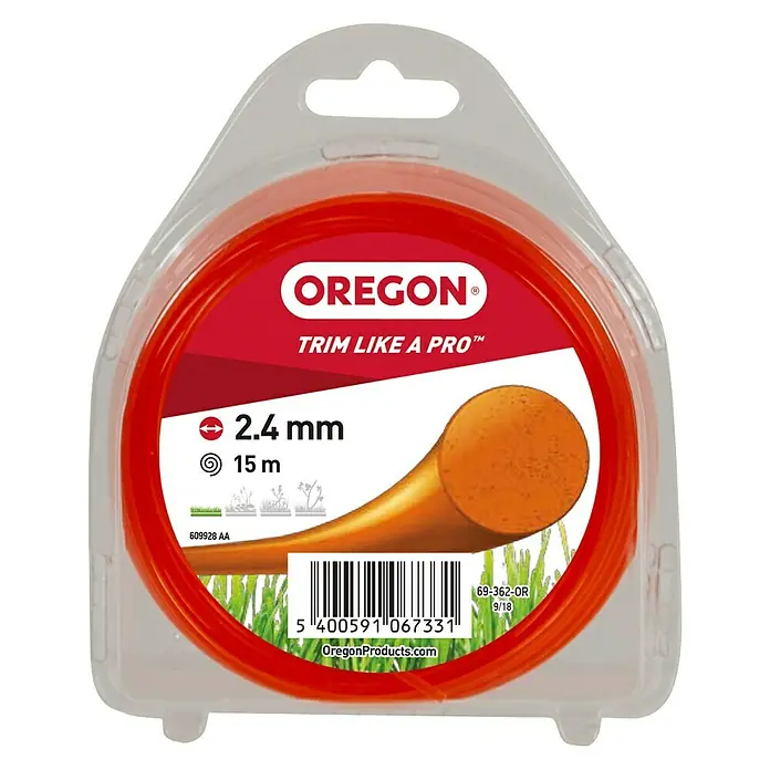 Oregon Plastična nit za trimer - Duljina niti: 15 m, Debljina niti: 2,4 mm - Pogled sprijeda