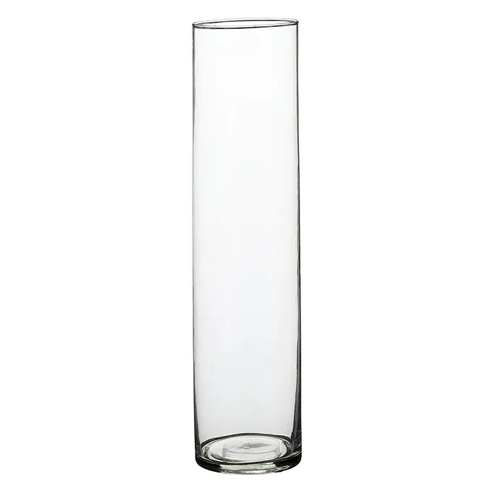 Jarrón de vidrio redondo Carly - Ø x Al: 9 x 40 cm, Transparente
