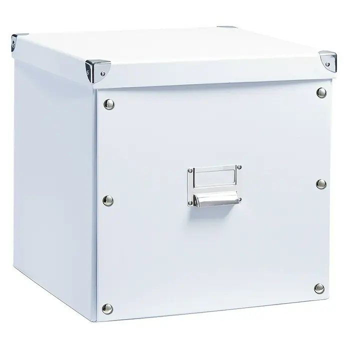Zeller Present Caja de almacenaje - L x An x Al: 335 x 330 x 320 mm, Cartón compacto, Blanco - Vista de perfil derecho