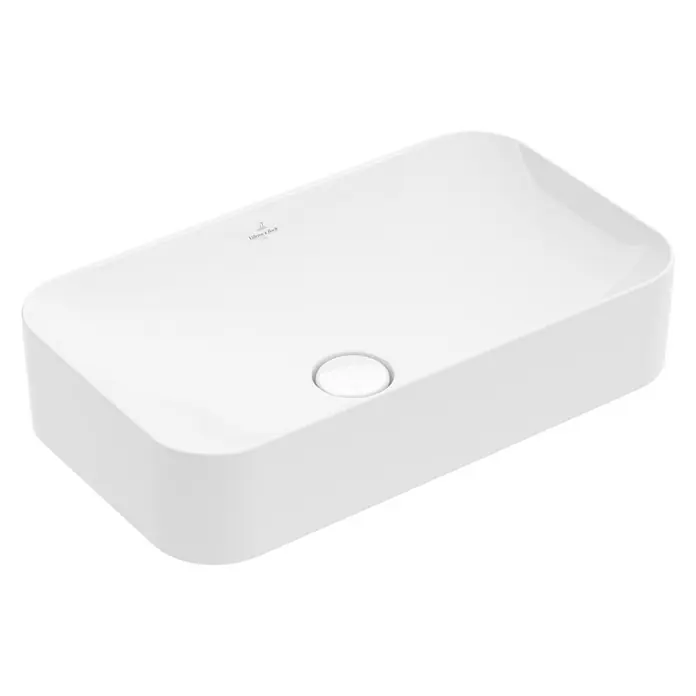 Villeroy & Boch Finion Aufsatzwaschbecken - 60 x 35 cm, Mit schmutzabweisender Glasur, Hahnloch: Ohne, Ohne Überlauf, Weiß - Rechte Seitenansicht