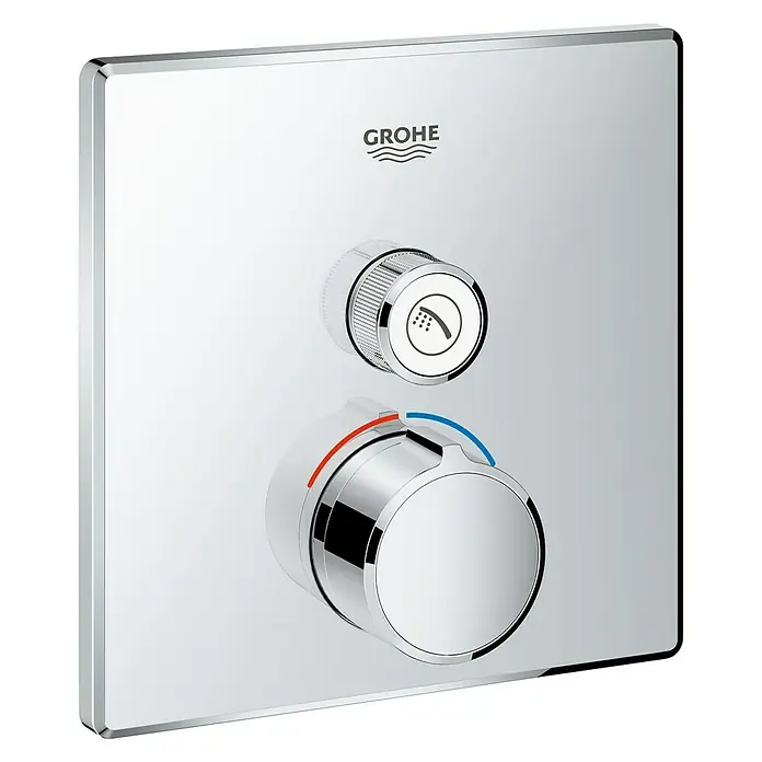Grohe SmartControl UP-Brausearmatur - Mit 1 Absperrventil, Eckig, Chrom, Glänzend - Vorderansicht