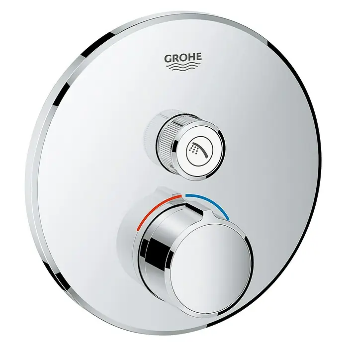 Grohe SmartControl UP-Brausearmatur - Mit 1 Absperrventil, Rund, Chrom, Glänzend - Vorderansicht