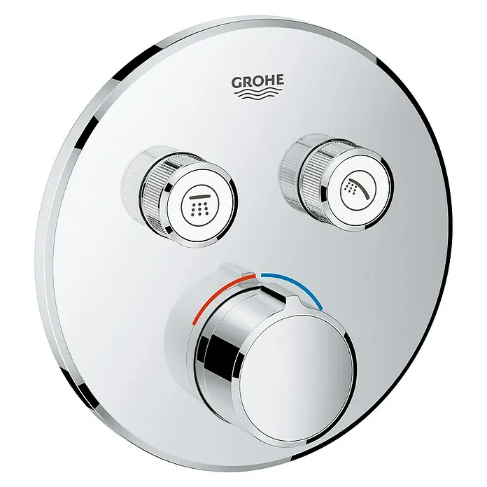 Grohe SmartControl UP-Brausearmatur - Mit 2 Absperrventilen, Rund, Chrom, Glänzend - Vorderansicht