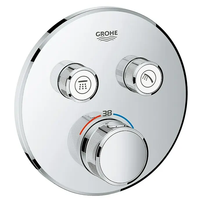 Grohe Grohtherm SmartControl UP-Thermostatarmatur - Mit 2 Absperrventilen, Rund, Chrom, Glänzend - Vorderansicht