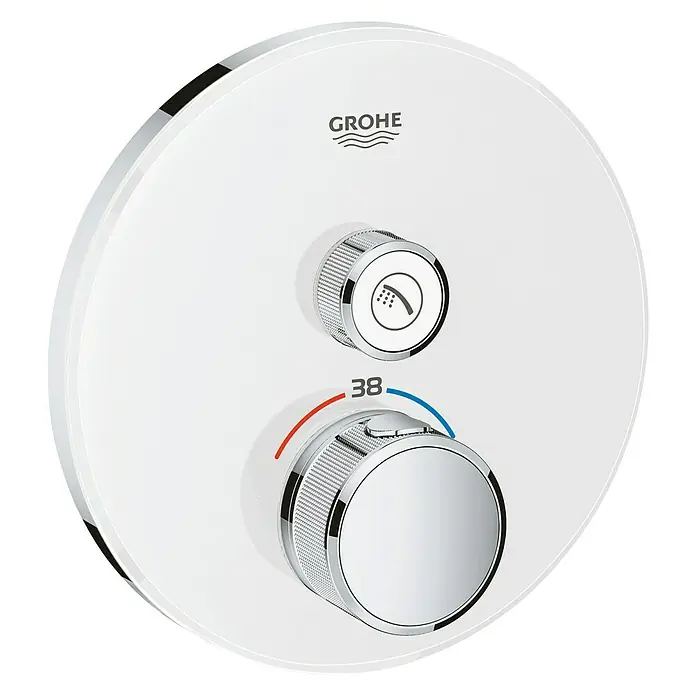 Grohe Grohtherm SmartControl UP-Thermostatarmatur - Mit 1 Absperrventil, Rund, Moon White, Glänzend - Vorderansicht
