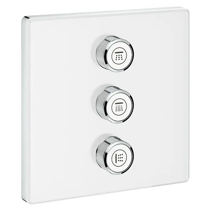 Grohe Grohtherm SmartControl Unterputzventil - Mit 3 Absperrventilen, Moon White, Eckig - Vorderansicht