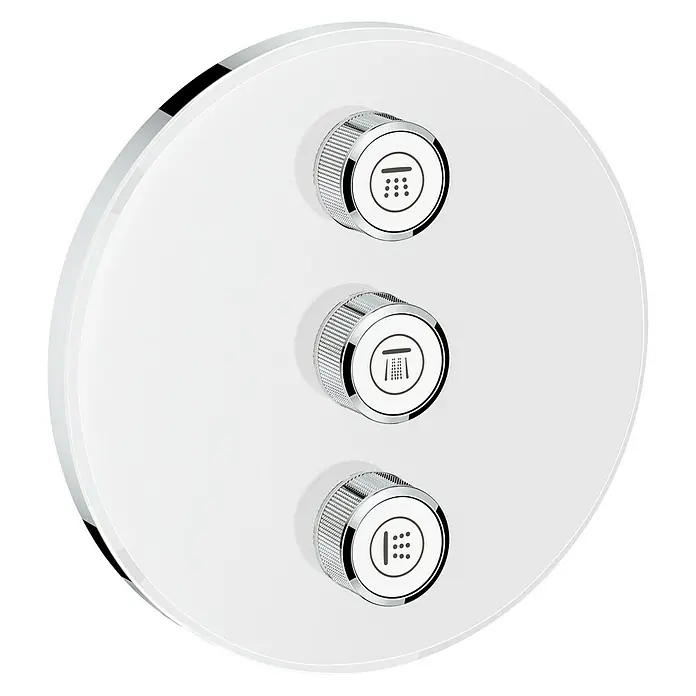 Grohe Grohtherm SmartControl Unterputzventil - Mit 3 Absperrventilen, Moon White, Rund - Vorderansicht