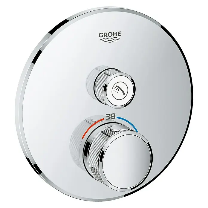 Grohe Grohtherm SmartControl UP-Thermostatarmatur - Mit 1 Absperrventil, Rund, Chrom, Glänzend - Vorderansicht