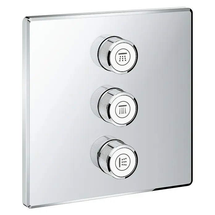 Grohe Grohtherm SmartControl Unterputzventil - Mit 3 Absperrventilen, Chrom, Eckig - Vorderansicht