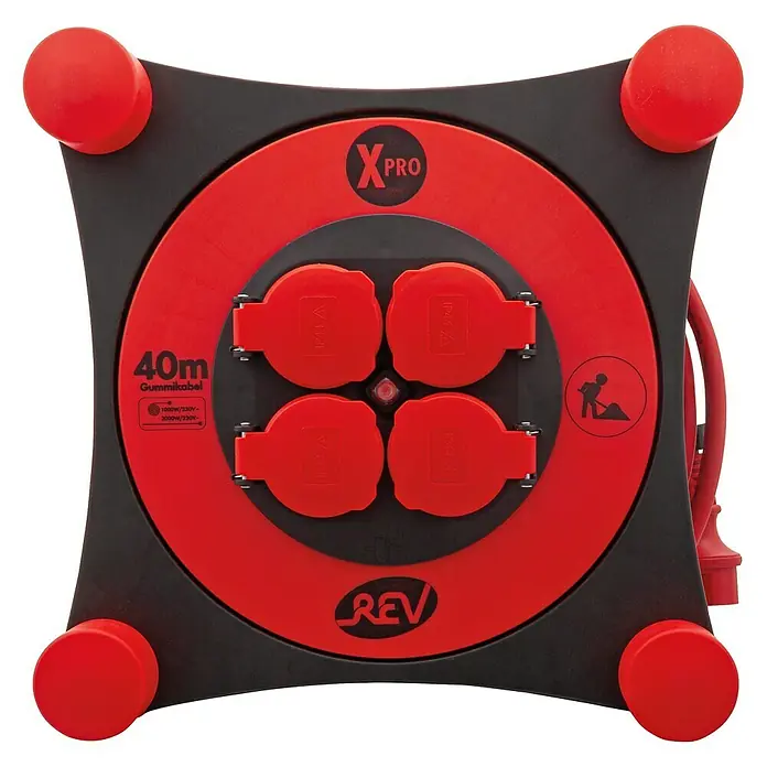 REV Kabelhaspel X-Tra - Aantal geaarde stopcontacten: 4 st., 40 m, H07RN-F3G1,5